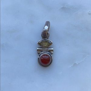 Sterling Silver 925 Pendant Red Spiritual Stone